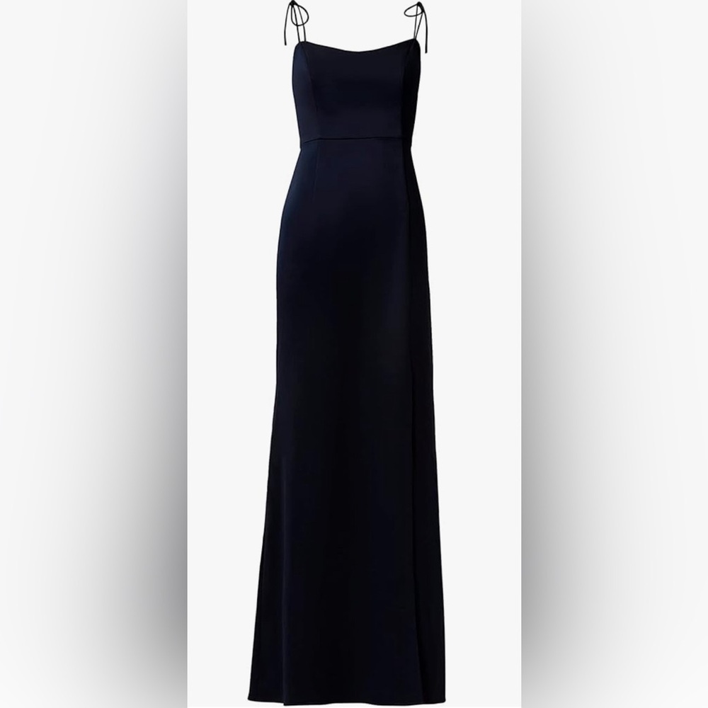 ADRIANNA PAPELL NWT SIZE 14 Dark navy SATIN CREPE LONG GOWN - Picture 2 of 10